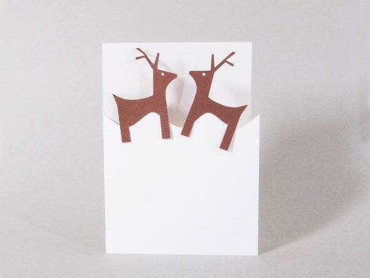 2 x Reindeer Pair Bookmarks Card